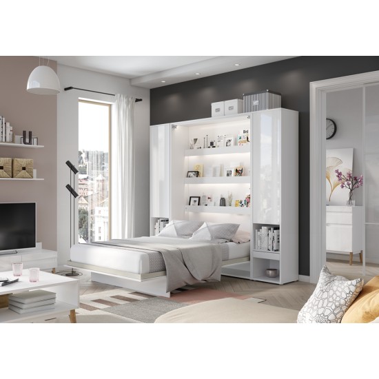 Падащо легло Мърфи BED CONCEPT BC-01p вертикално 140/200 бяло гланц