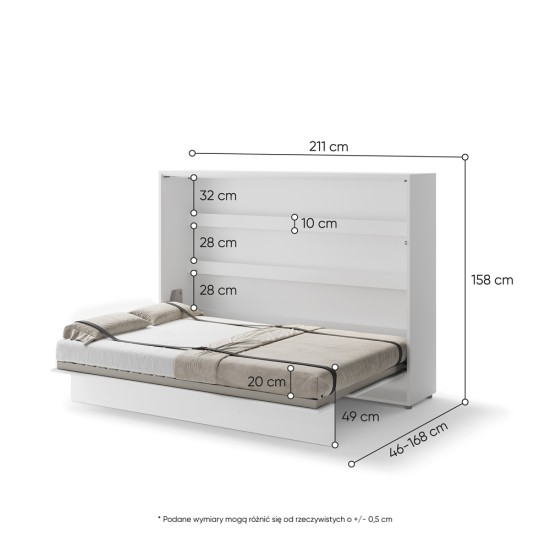 Падащо легло Мърфи BED CONCEPT BC-04 хоризонтално 140/200 бял