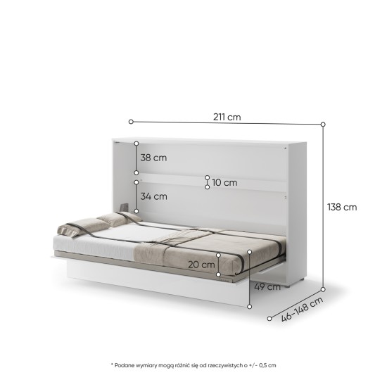 Падащо легло Мърфи BED CONCEPT BC-05 хоризонтално 120/200 бяло
