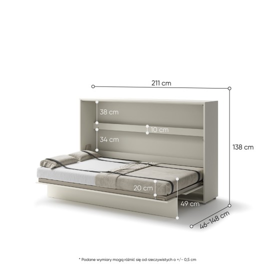 Падащо легло  Мърфи BED CONCEPT BC-05 хоризонтално 120/200 кашмир