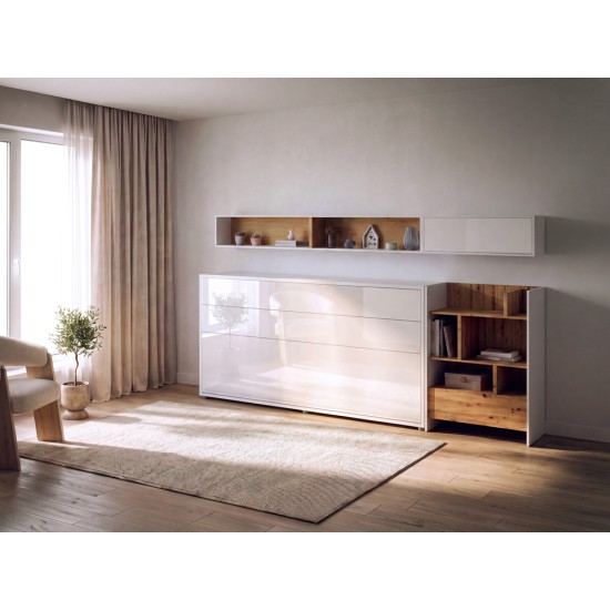 Падащо легло Мърфи BED CONCEPT BC-06p хоризонтално 90/200 бяло гланц