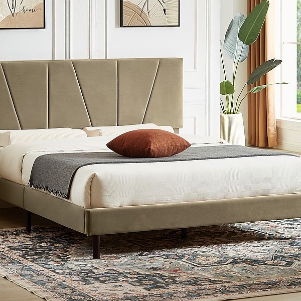 Тапицирано легло Савана/ Savana Velvet 140/200 бежово