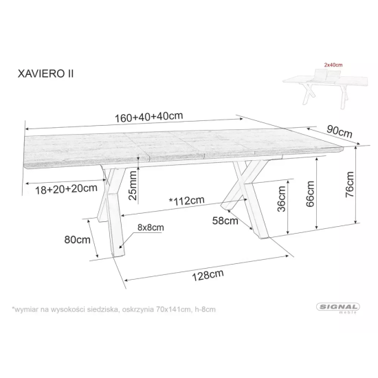 Разтегателна трапезна маса Ксавиеро II/ Xaviero II с естествен фурнир дъб 160(240)X90 